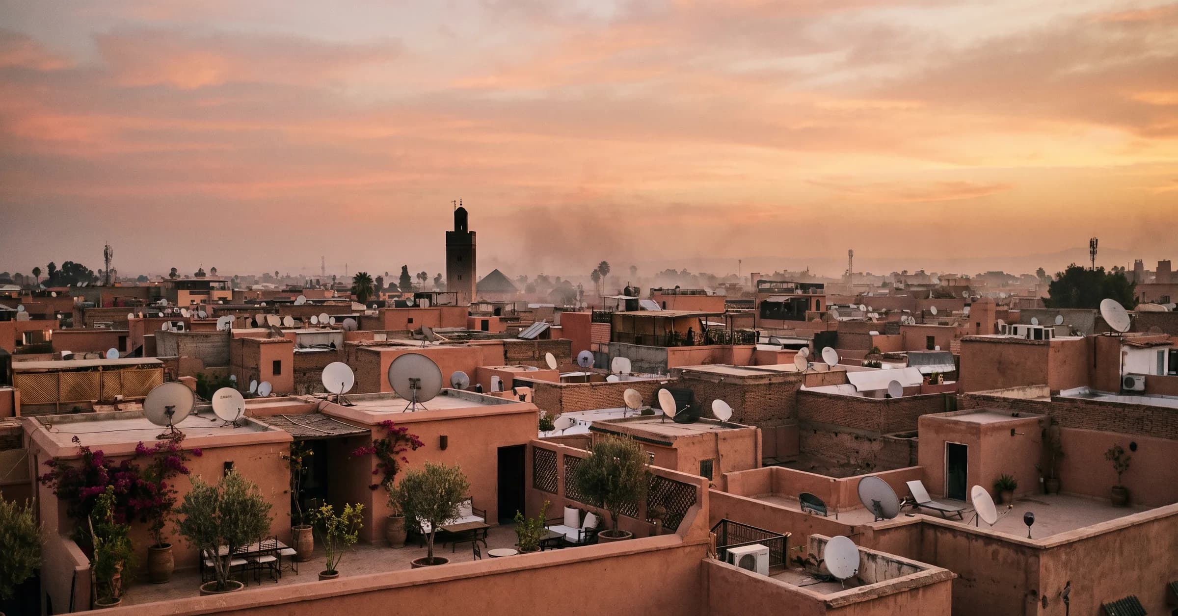 Best places to visit in Morocco: terracotta medina rooftops at sunset