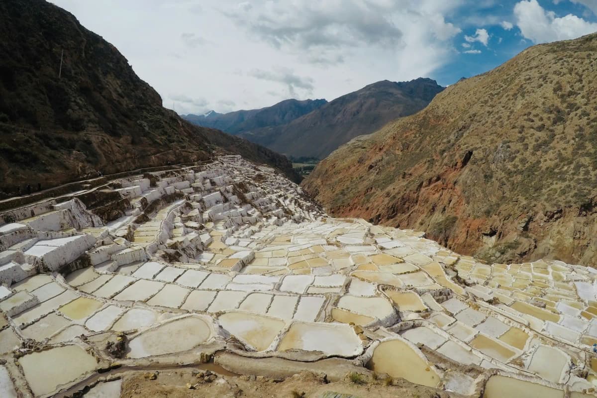 The white salt pools of Maras stepping down a steep valley
