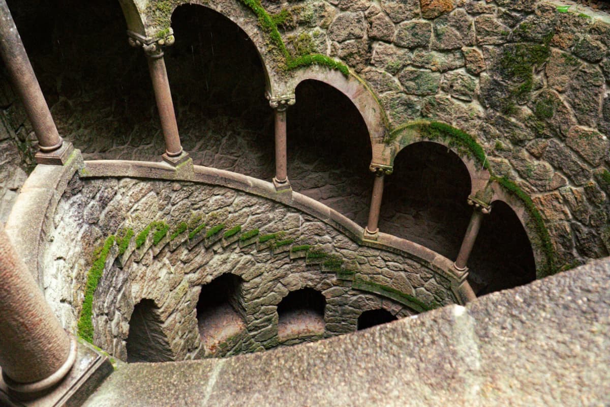 Day trips from Lisbon: the spiral Initiation Well at Quinta da Regaleira in Sintra