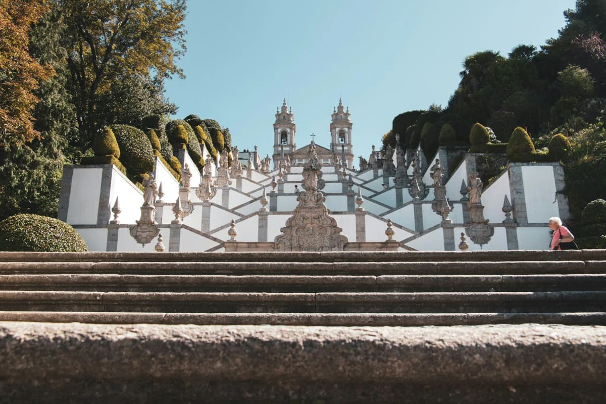 The zigzag baroque staircase of Bom Jesus do Monte in Braga