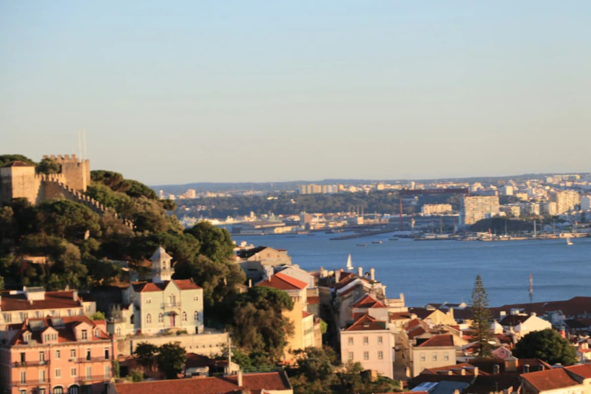 São Jorge Castle on its hill above the rooftops of Lisbon and the Tagus
