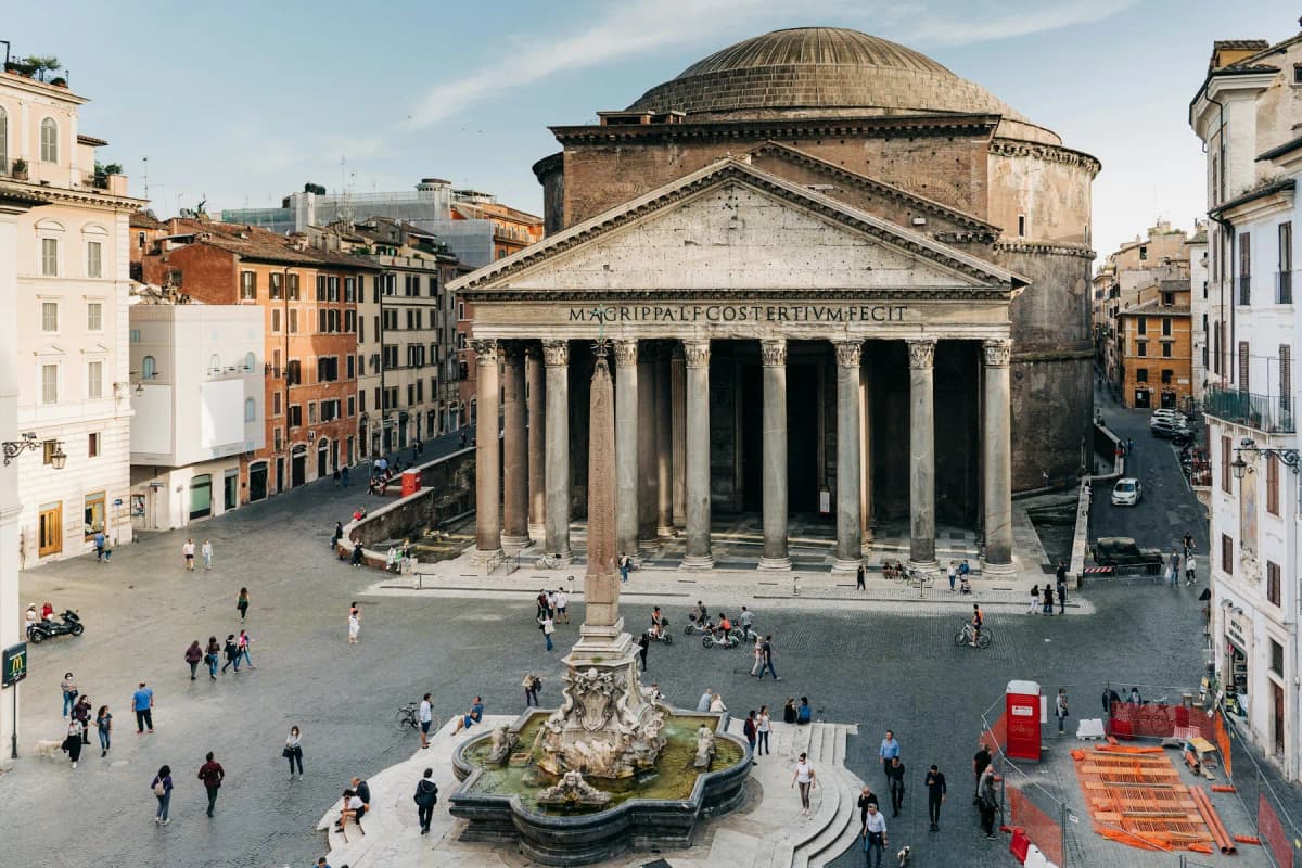 The Pantheon and the fountain in Piazza della Rotonda in Rome's historic centre